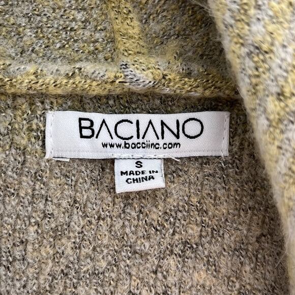 Baciano Yellow Gray Long Cardigan Car Coat with Pockets-Size Small - Picture 2 of 4